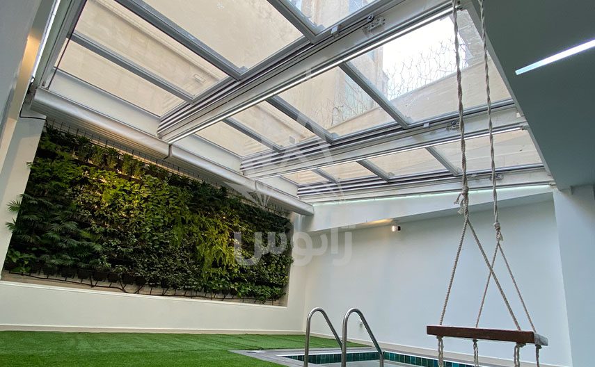 سقف متحرک شیشه‌ای پروژه اراک